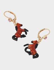 HORSE LEVER BACK EARRING BROWN
