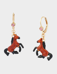 HORSE LEVER BACK EARRING BROWN