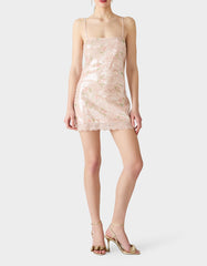 FLORAL BLUR SEQUIN DRESS PINK MULTI