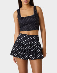 POLKA DOT PRINT CROP TOP TANK BLACK MULTI
