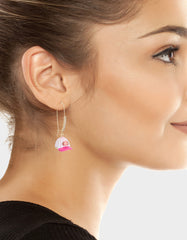 BASEBALL HAT SHEPHERD HOOK EARRINGS PINK