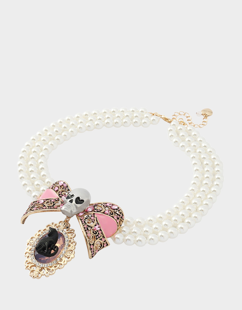 BLACK CAT TORSADE NECKLACE PEARL