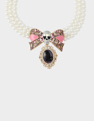 BLACK CAT TORSADE NECKLACE PEARL