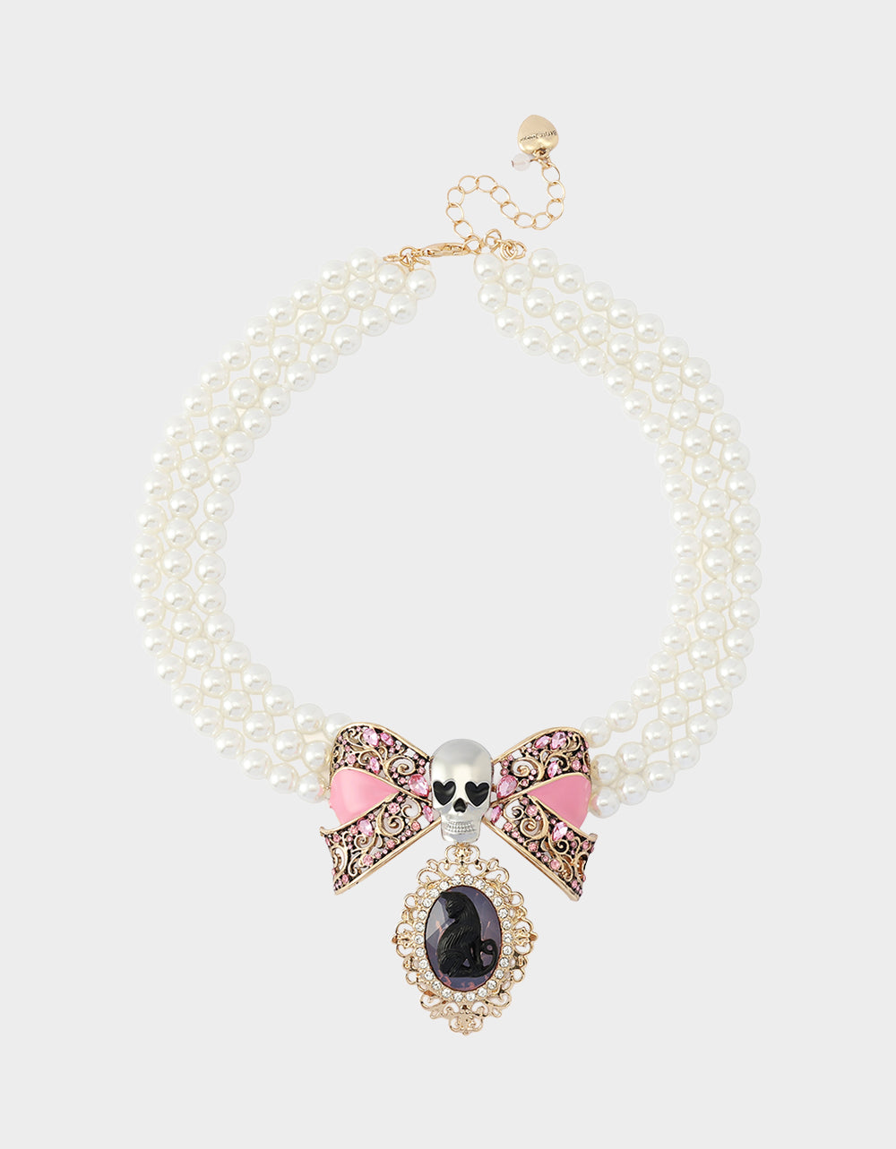 BLACK CAT TORSADE NECKLACE PEARL