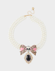 BLACK CAT TORSADE NECKLACE PEARL