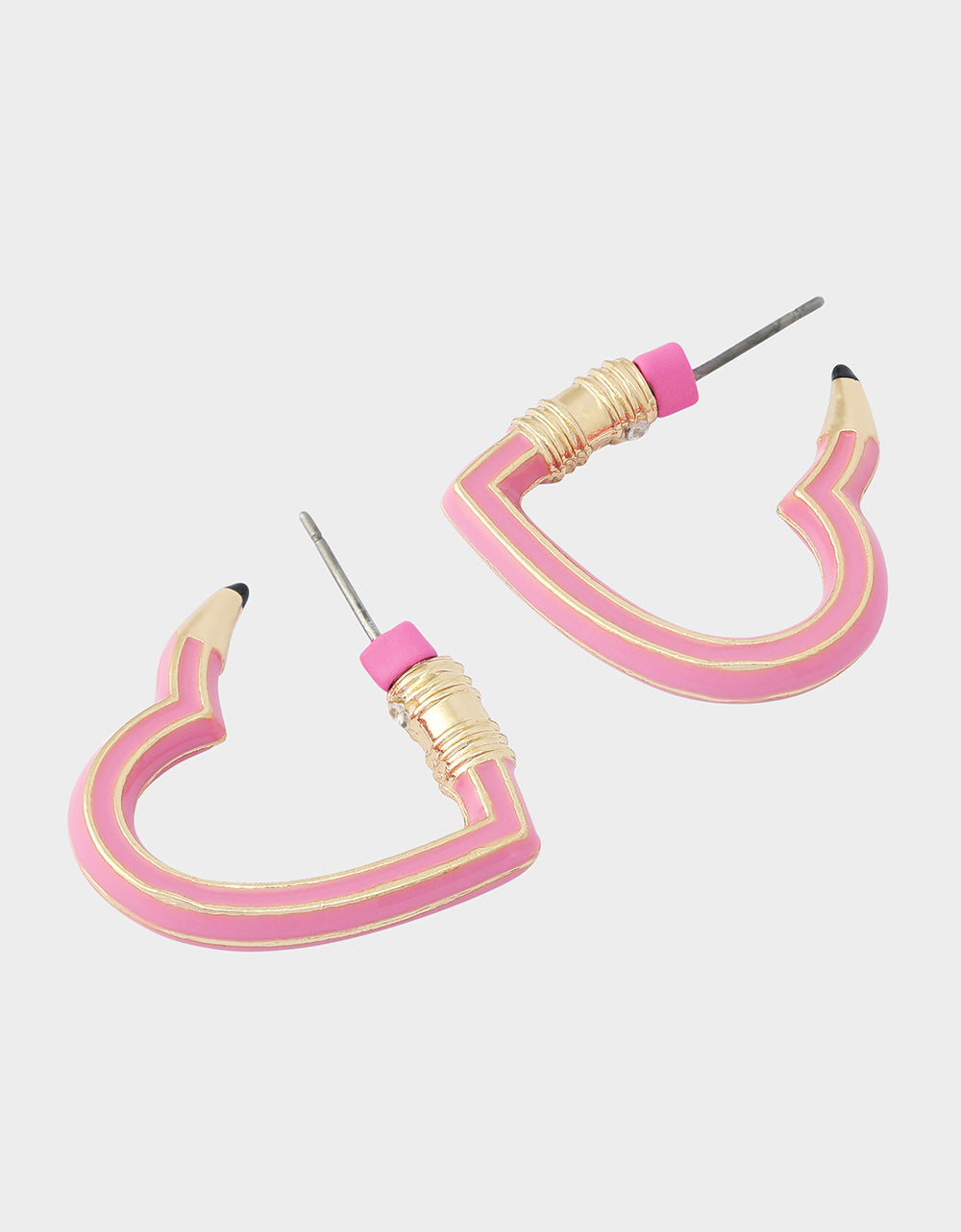 HEART PENCIL HUGGIE EARRING PINK
