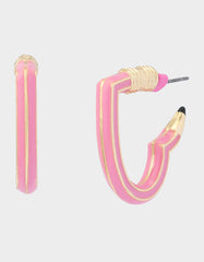 HEART PENCIL HUGGIE EARRING PINK