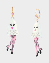 GIRLY STRIPED GHOST LEVERBACK EARRING WHITE