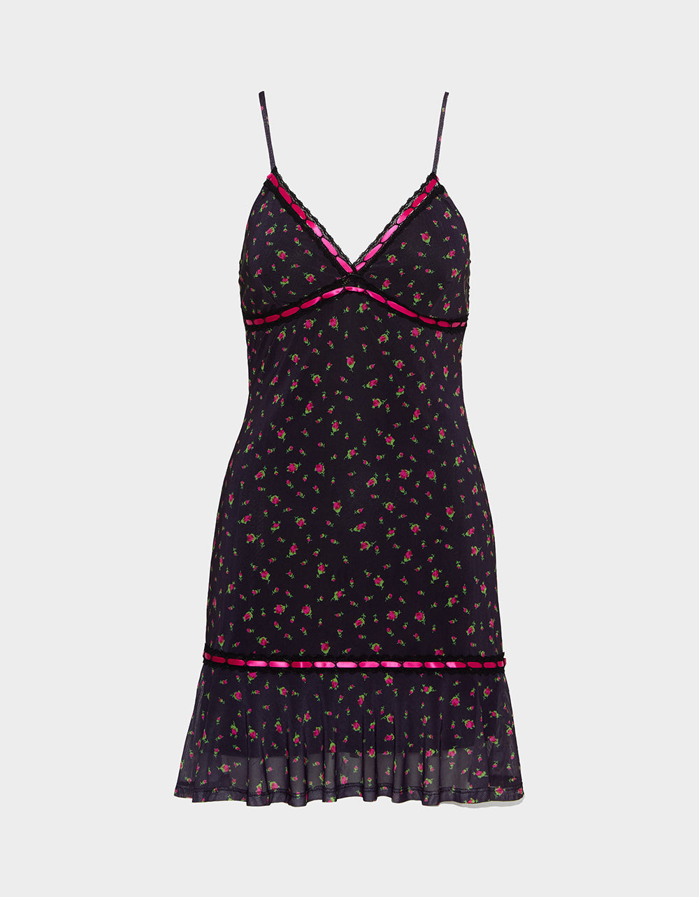 BETSEY's ARCHIVE ROSEBUD SLIP DRESS BLACK