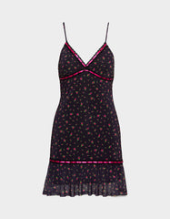BETSEY's ARCHIVE ROSEBUD SLIP DRESS BLACK