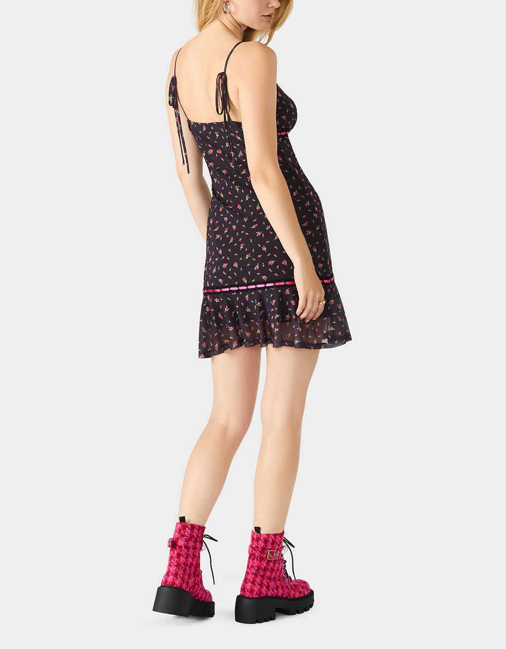 BETSEY's ARCHIVE ROSEBUD SLIP DRESS BLACK