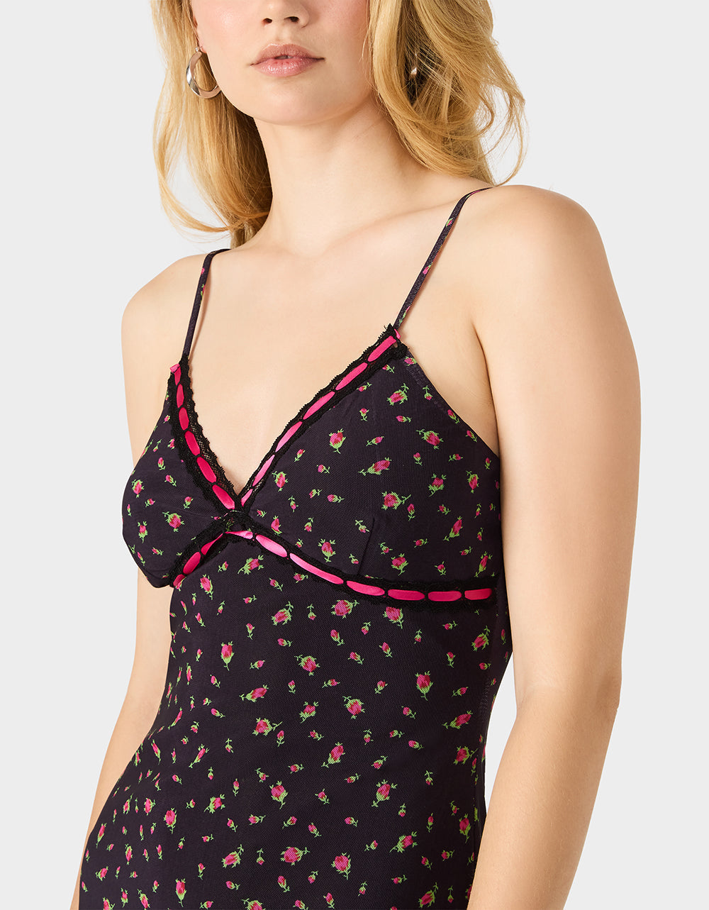 BETSEY's ARCHIVE ROSEBUD SLIP DRESS BLACK