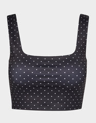POLKA DOT PRINT CROP TOP TANK BLACK MULTI