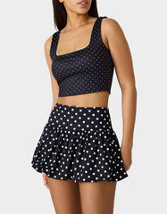 POLKA DOT PRINT CROP TOP TANK BLACK MULTI