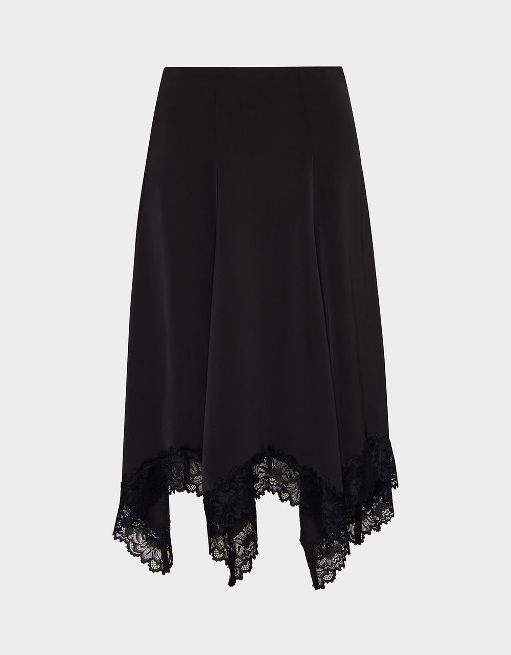 LACE SLIP MIDI SKIRT BLACK